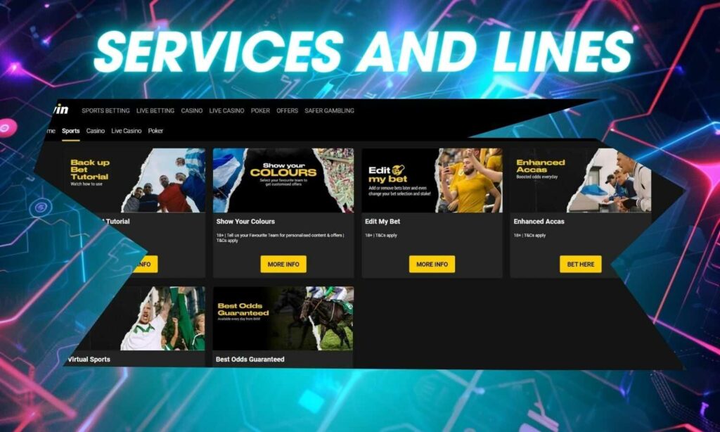 Sports Bwin services and lines overview